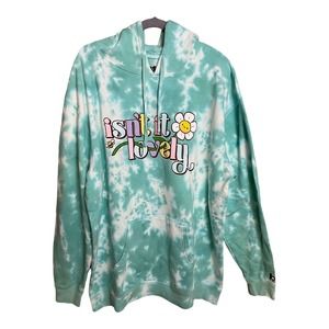 By Samii Ryan "isn't it lovely" Turquoise Blue and White‎ Tie Dye Sweatshirt XXL